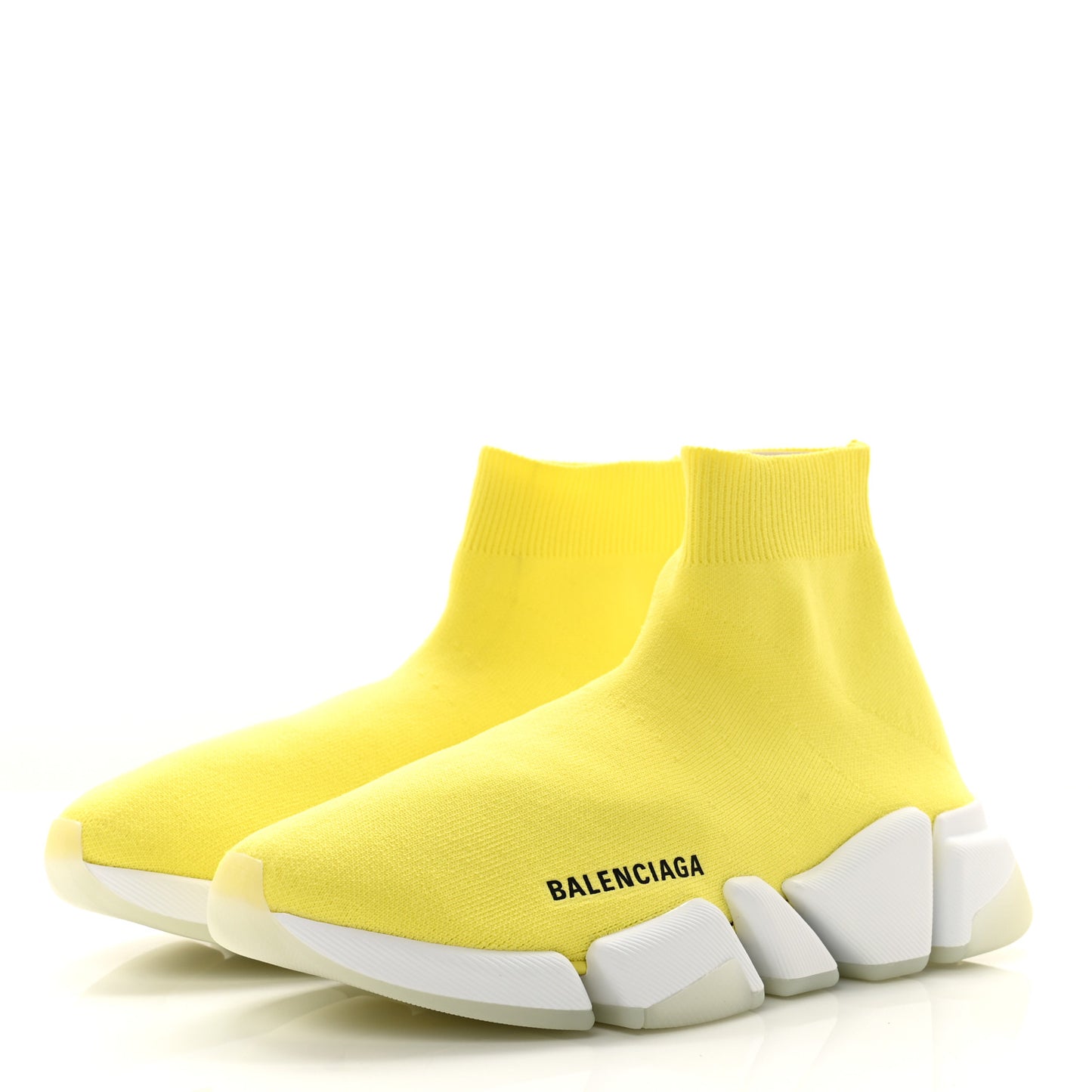 Ribbed Knit Womens Speed 2.0 Transparent Sole Sneakers 39 Yellow