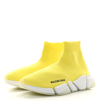 Balenciaga Ribbed Knit Womens Speed 2.0 Transparent Sole Sneakers 39 Yellow 3 of 7