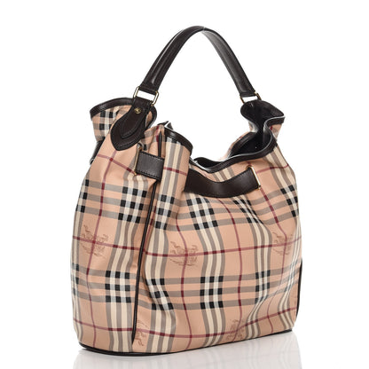 Burberry Haymarket Check Medium Walden Belted Hobo Chocolate 3 of 8