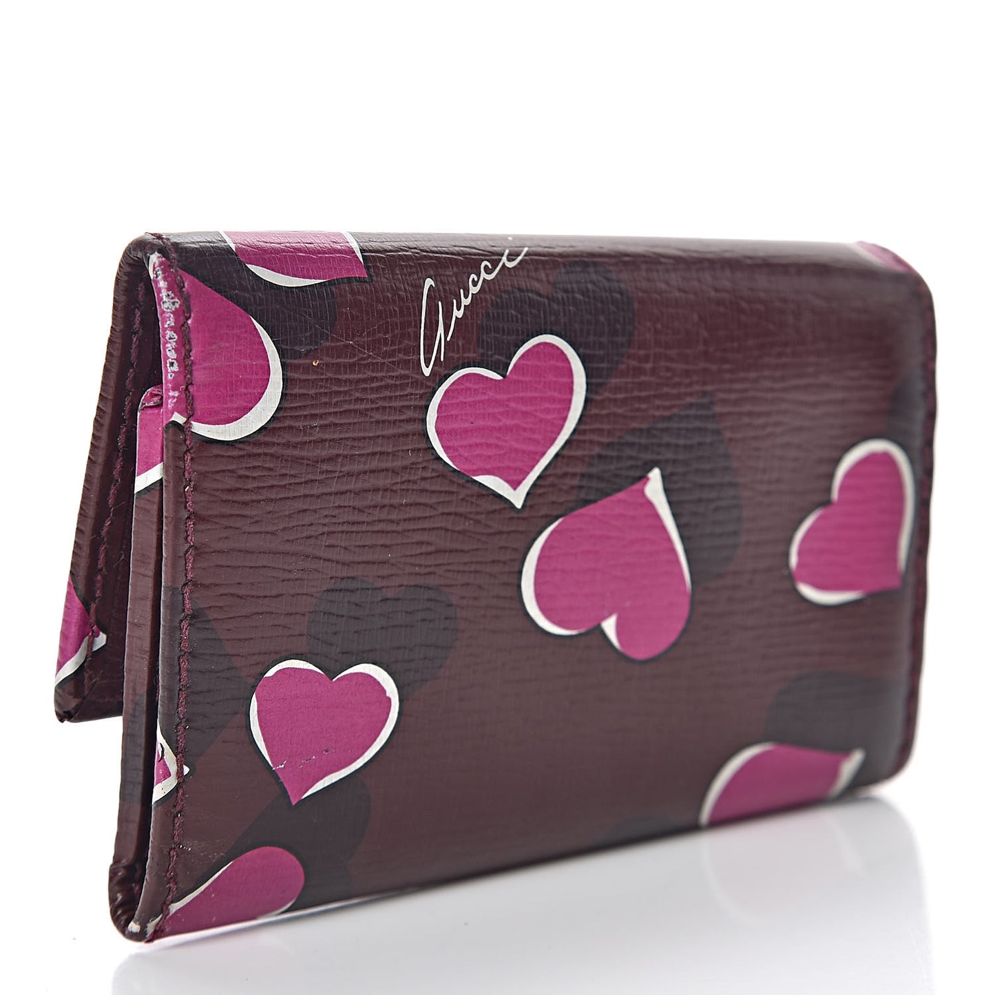 Calfskin Heartbeat Print Key Holder New Wine
