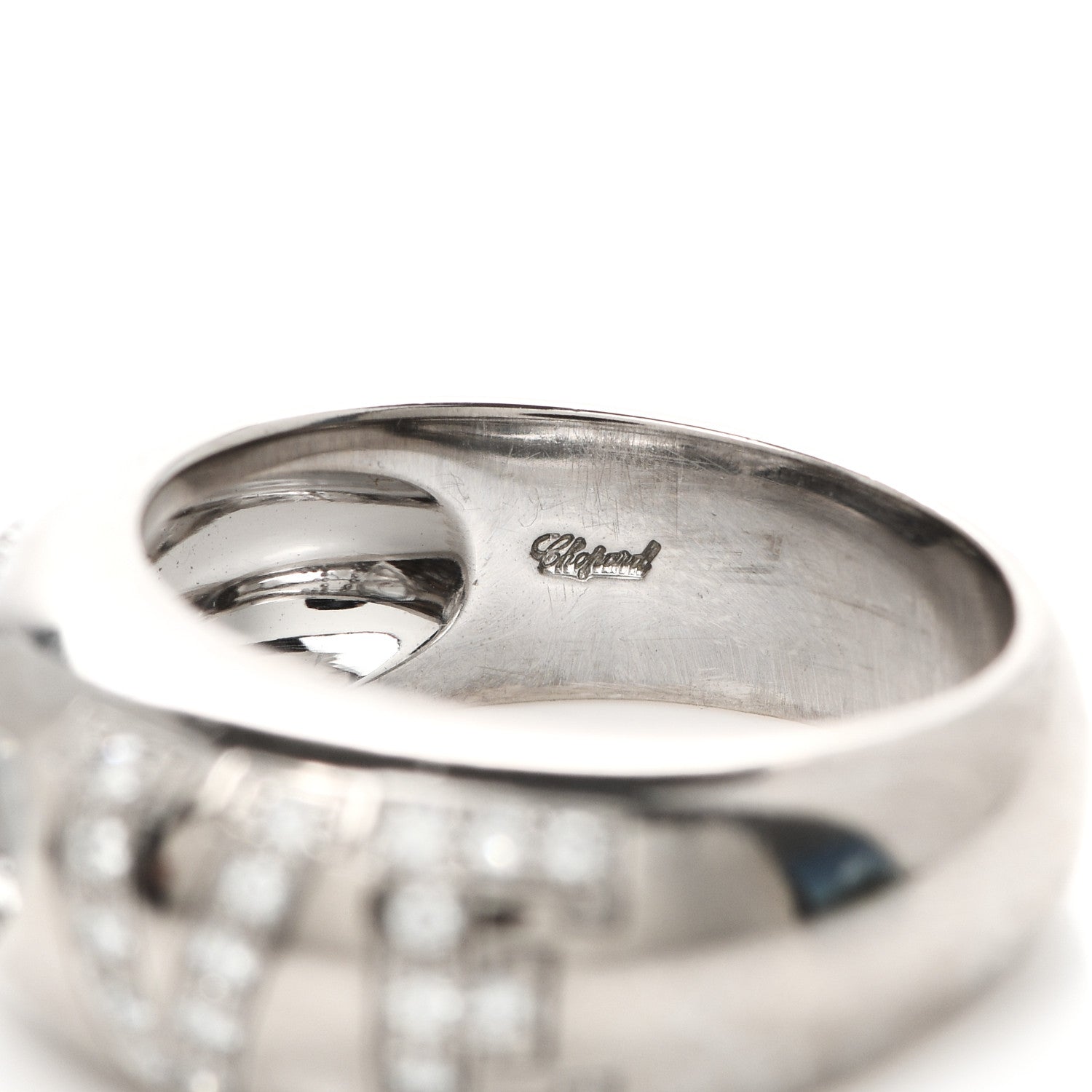 Chopard 18K White Gold Happy Diamonds Love Heart Band Ring 53 6.25 4 of 5
