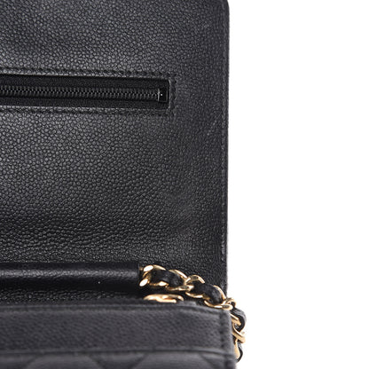 Chanel Caviar Quilted Boy Wallet On Chain WOC Black 12 of 16