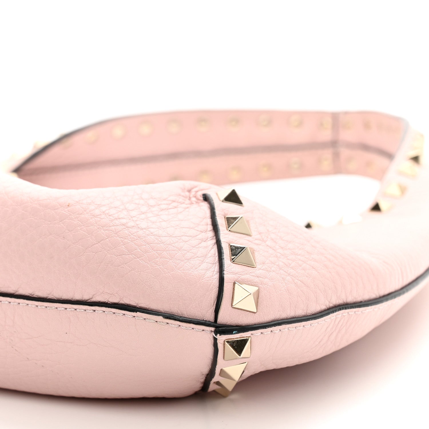 Valentino Garavani Pebbled Calfskin Small Rockstud Flip Lock Hobo Light Pink 9 of 9