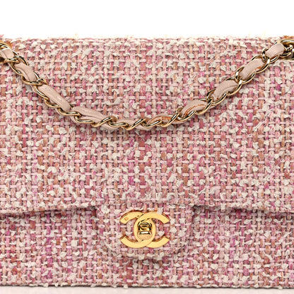 Chanel Tweed Quilted Medium Double Flap Light Pink 8 of 17