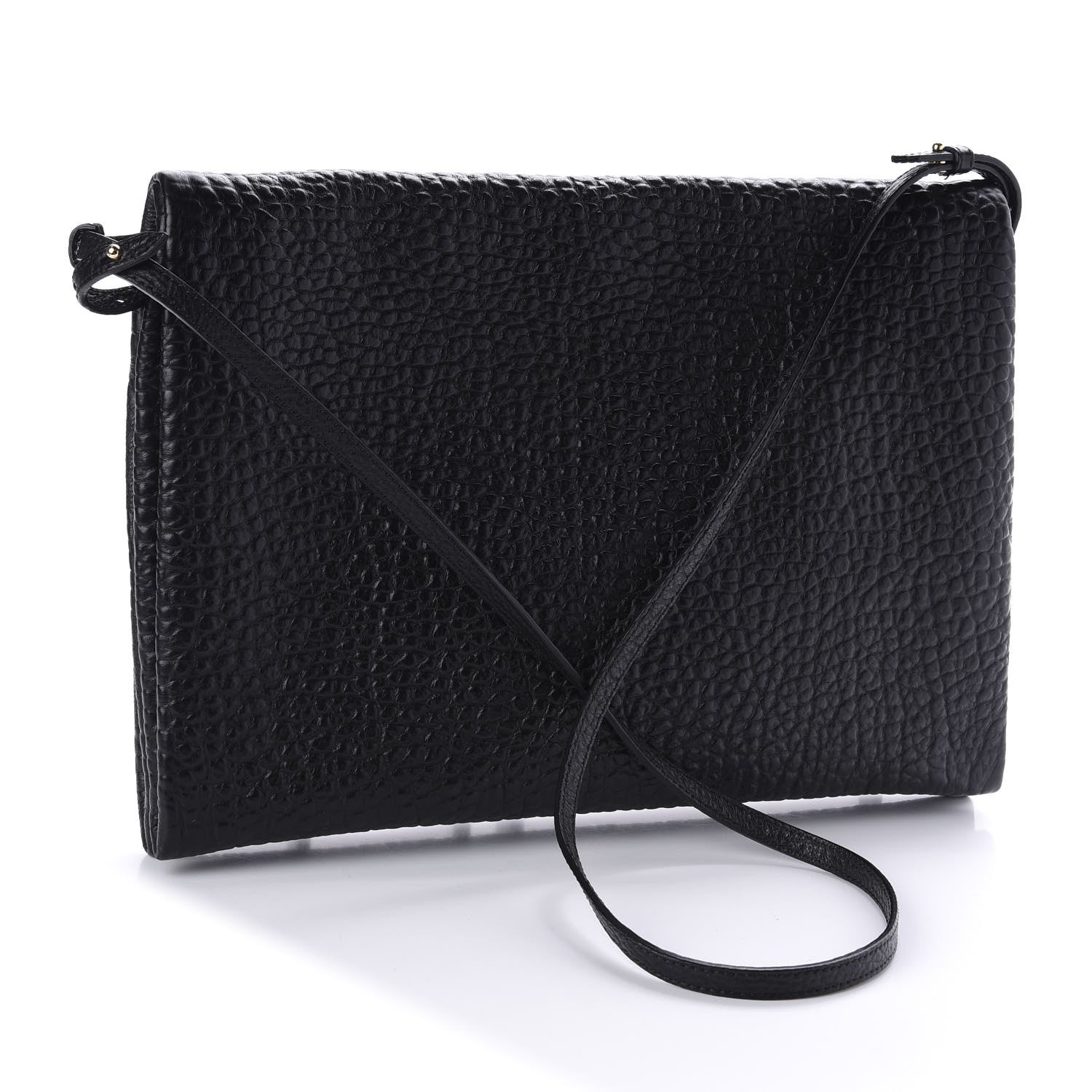 Burberry Signature Grain Calfskin Check Embossed Medium Balmoral Clutch Bag Black 3 of 9