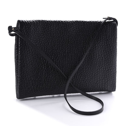 Burberry Signature Grain Calfskin Check Embossed Medium Balmoral Clutch Bag Black 3 of 9