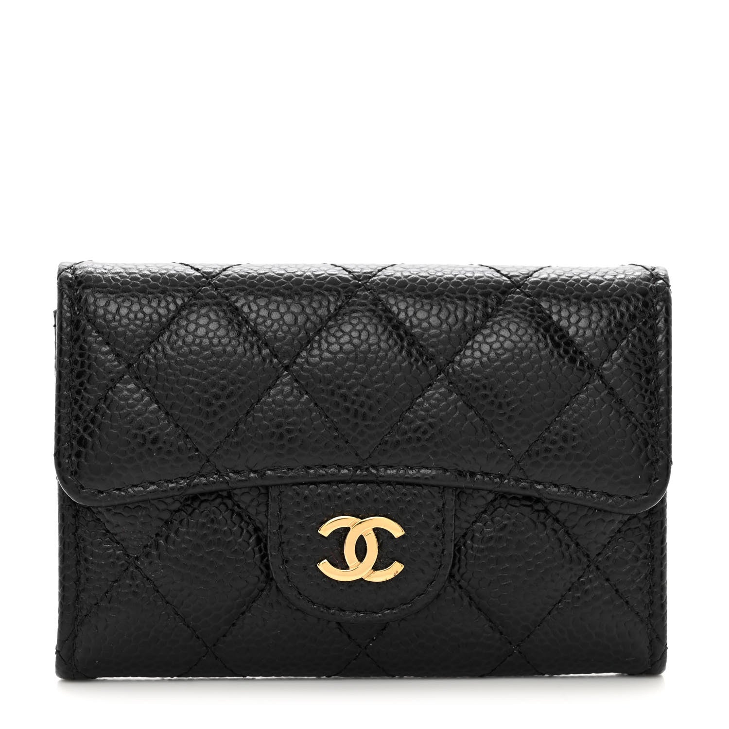 Chanel Caviar Quilted Flap Card Holder Wallet Black 1 of 9