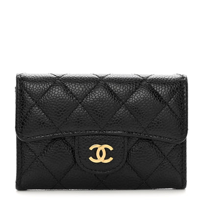 Chanel Caviar Quilted Flap Card Holder Wallet Black 1 of 9