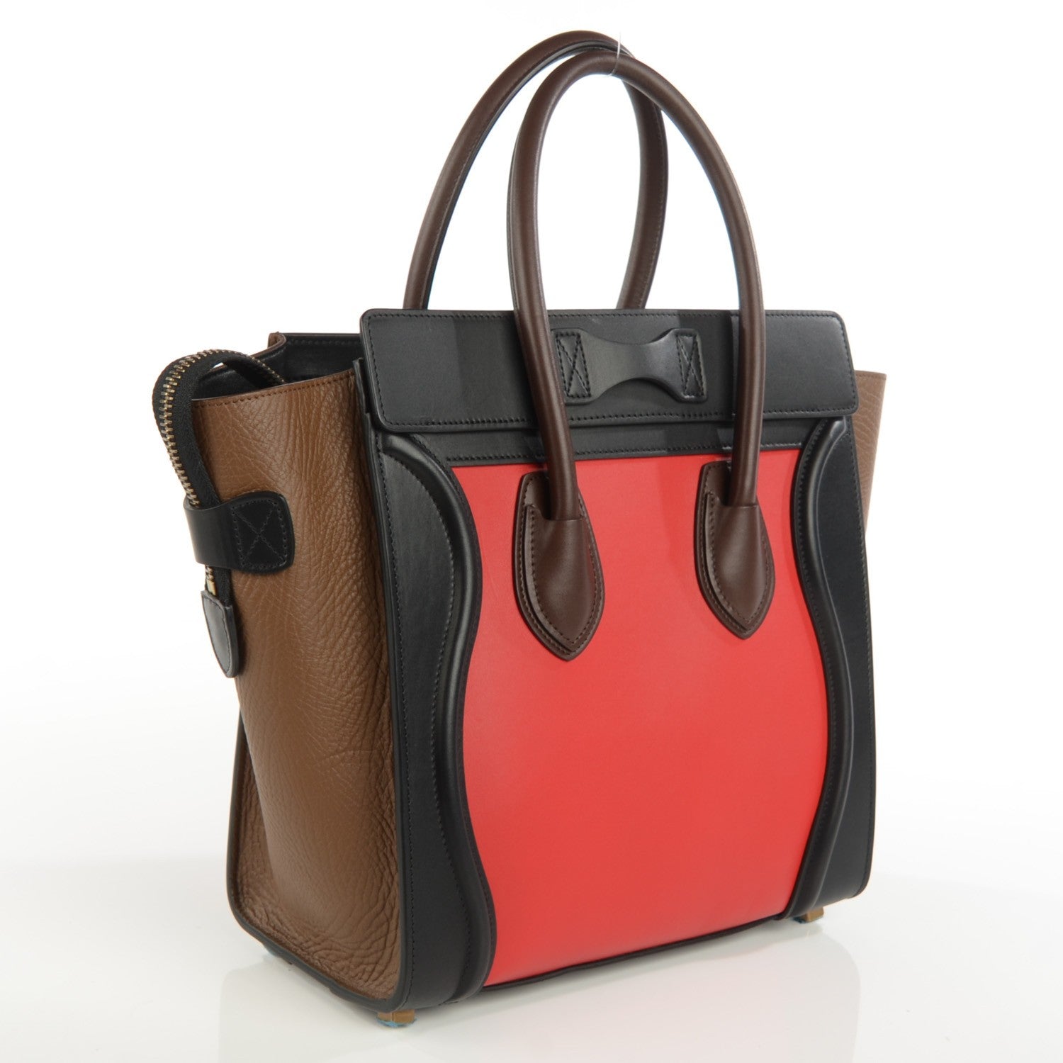 Celine Elephant Calfskin Micro Luggage Bright Red 3 of 8