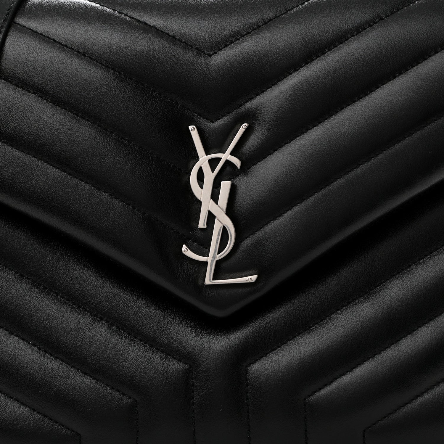 Saint Laurent Calfskin Y Quilted Monogram Medium Loulou Chain Satchel Black 9 of 12