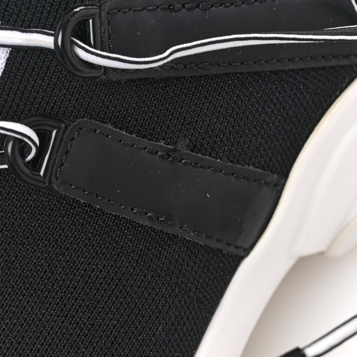 Knit Fabric Logo Womens Sneakers 37 Black White