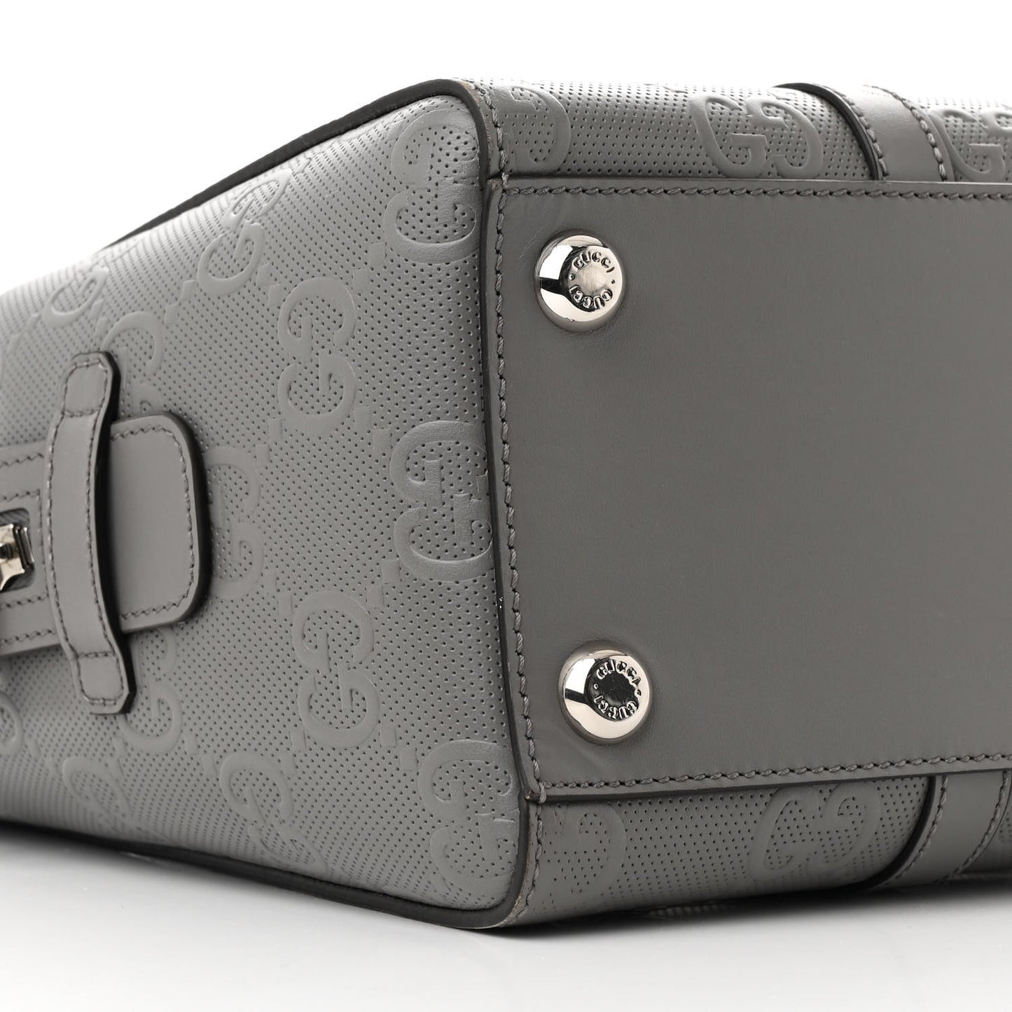 Calfskin GG Tennis Embossed Tote Bag Dusty Grey