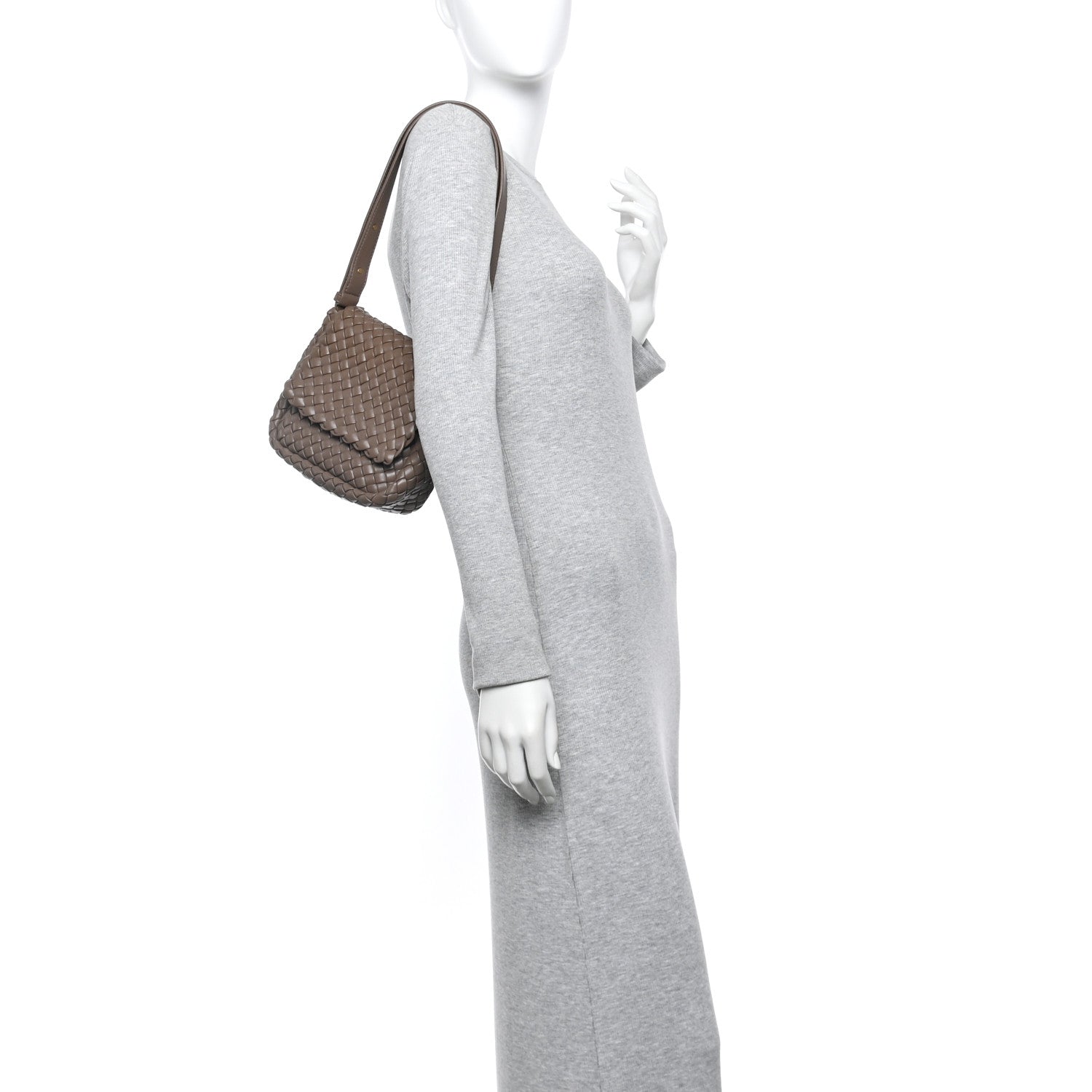 Bottega Veneta Nappa Intreccio Mini Cobble Shoulder Bag Taupe Grey 2 of 10