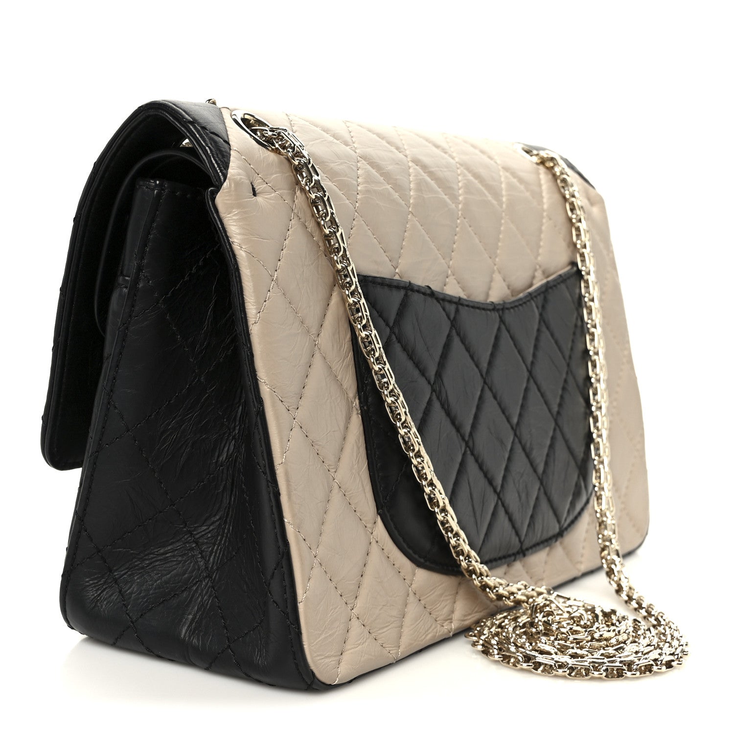 Chanel Aged Calfskin Quilted 2.55 Reissue 226 Flap Beige Black 3 of 10