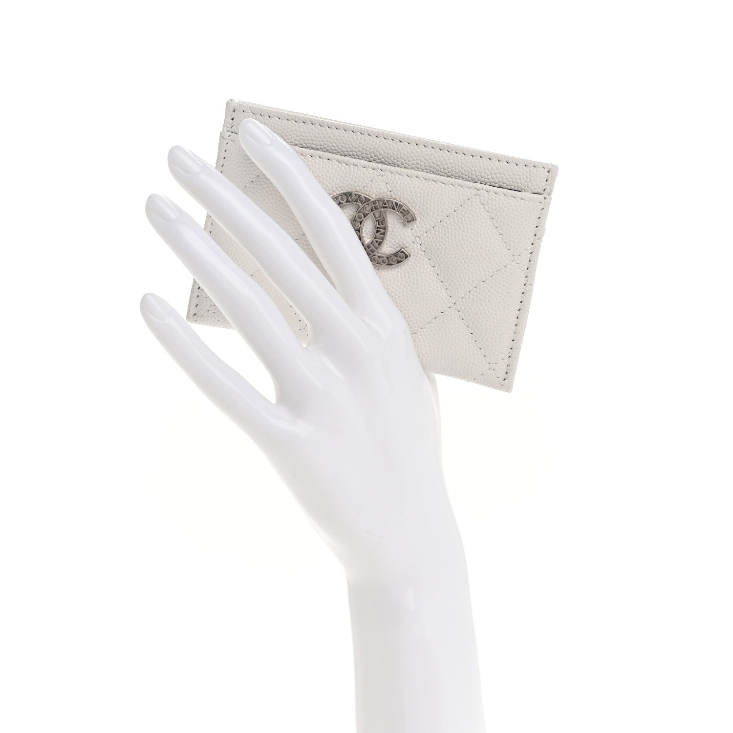 Chanel Caviar Quilted CC Logo Card Holder White 2 of 9
