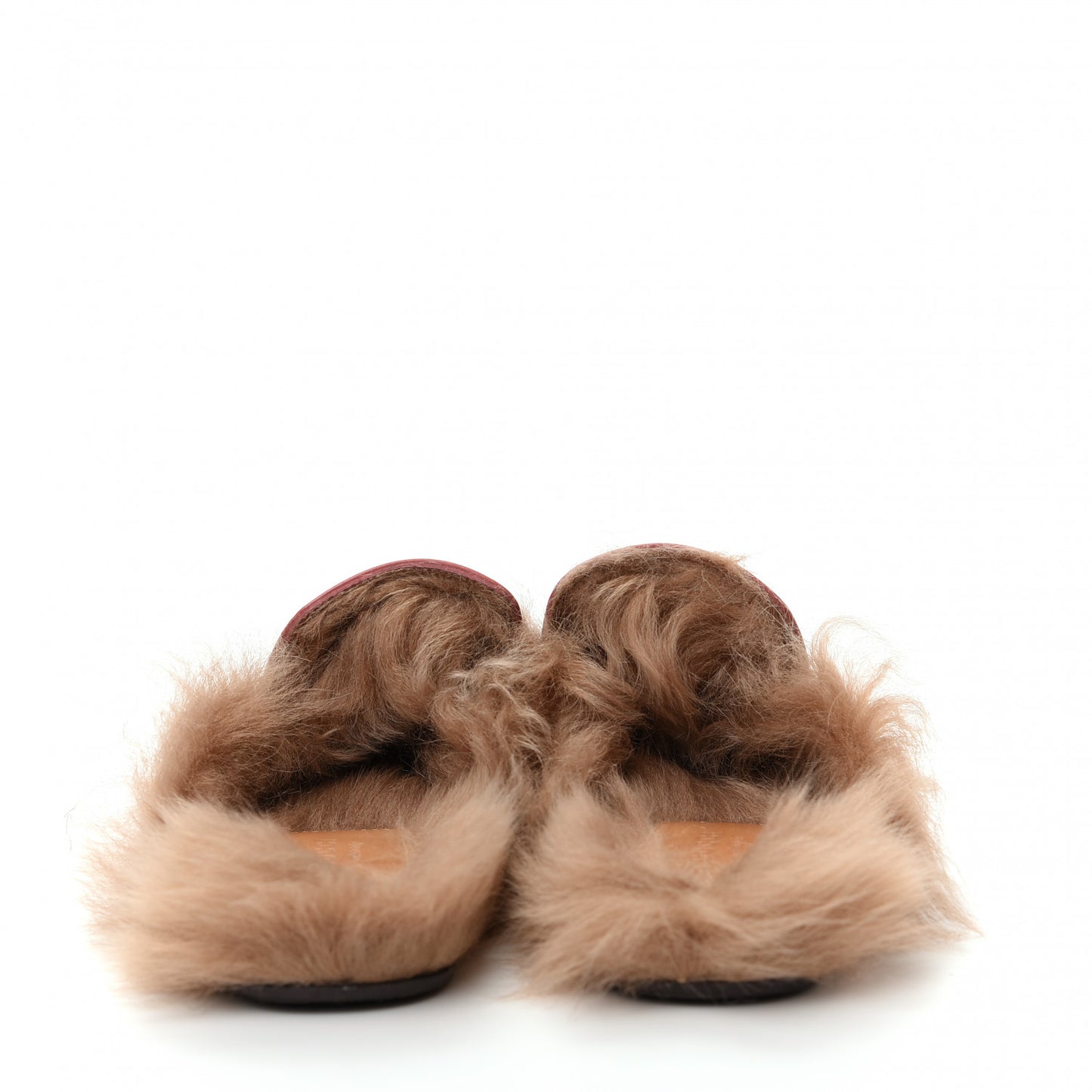 Calfskin Fur Womens Princetown Slippers 37.5 Lipstick Rose Natural