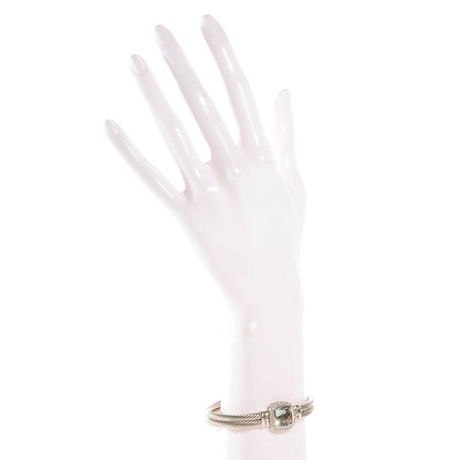 David Yurman Sterling Diamond Prasiolite Albion Cable 10mm Bracelet Small 2 of 5