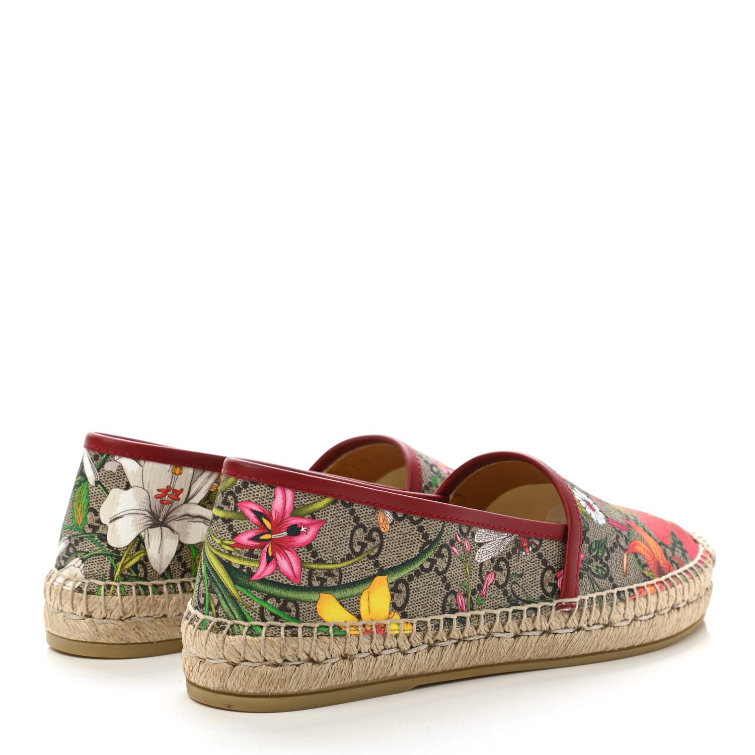 Gucci GG Supreme Monogram Tian Womens Espadrilles 38.5 Beige Multicolor Red 3 of 10
