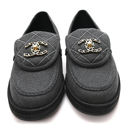 Chanel Cotton CC Turnlock Moccasins 37 Black 3 of 10