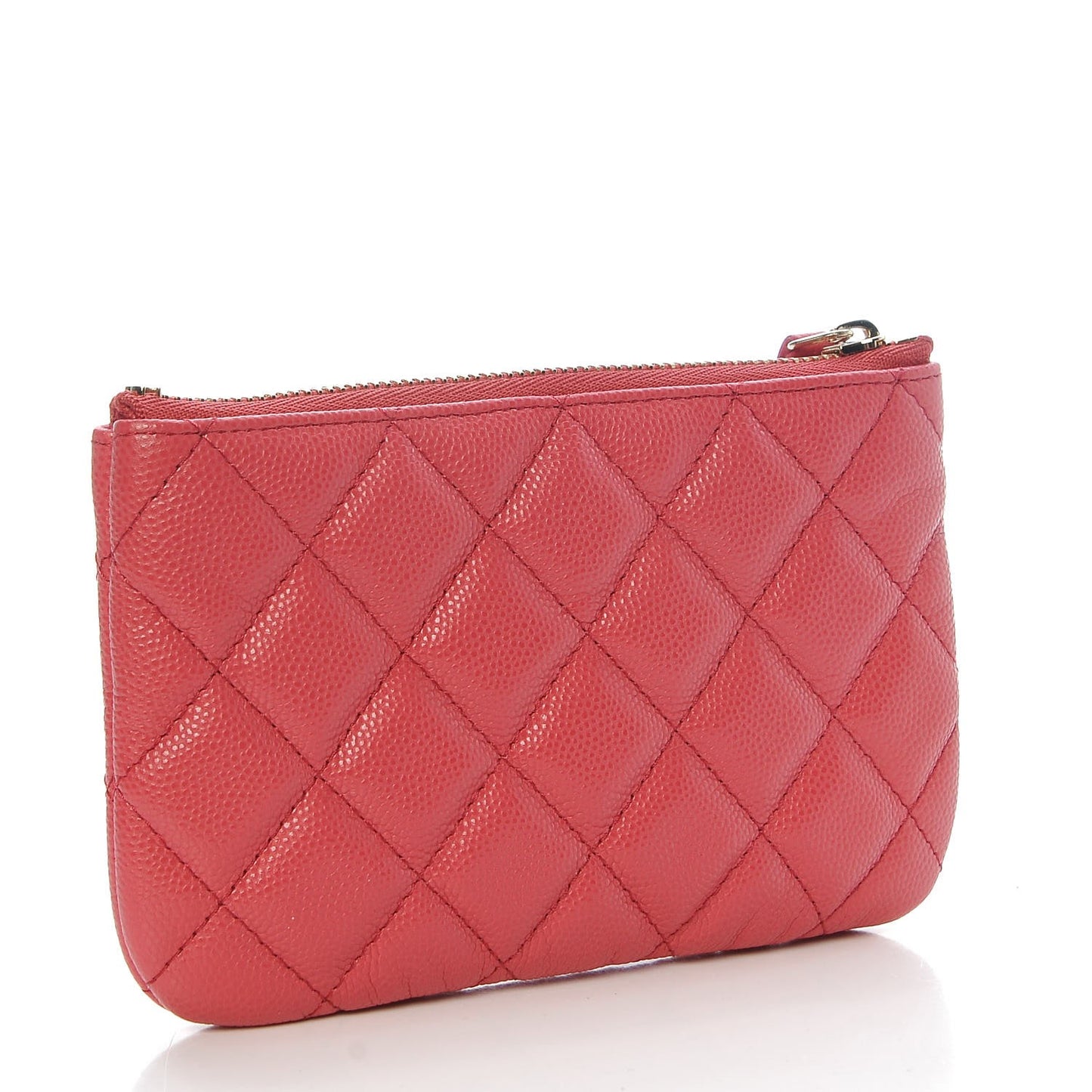Caviar Quilted Small Cosmetic Case Dark Pink