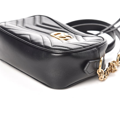 Gucci Calfskin Matelasse Mini GG Marmont Chain Shoulder Bag Black 6 of 9