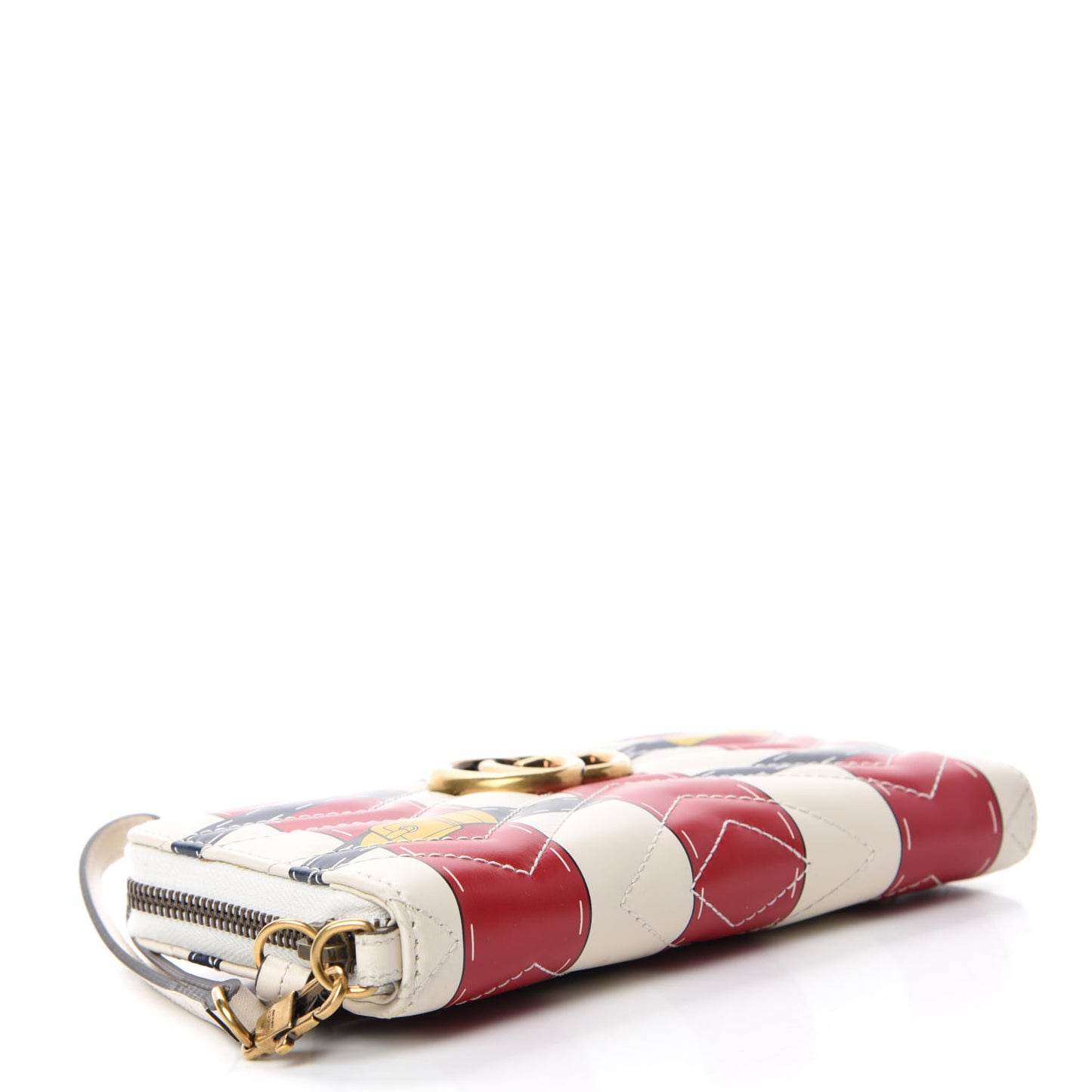 Calfskin Matelasse Trompe L'Oeil Print GG Marmont Zip Around Wallet