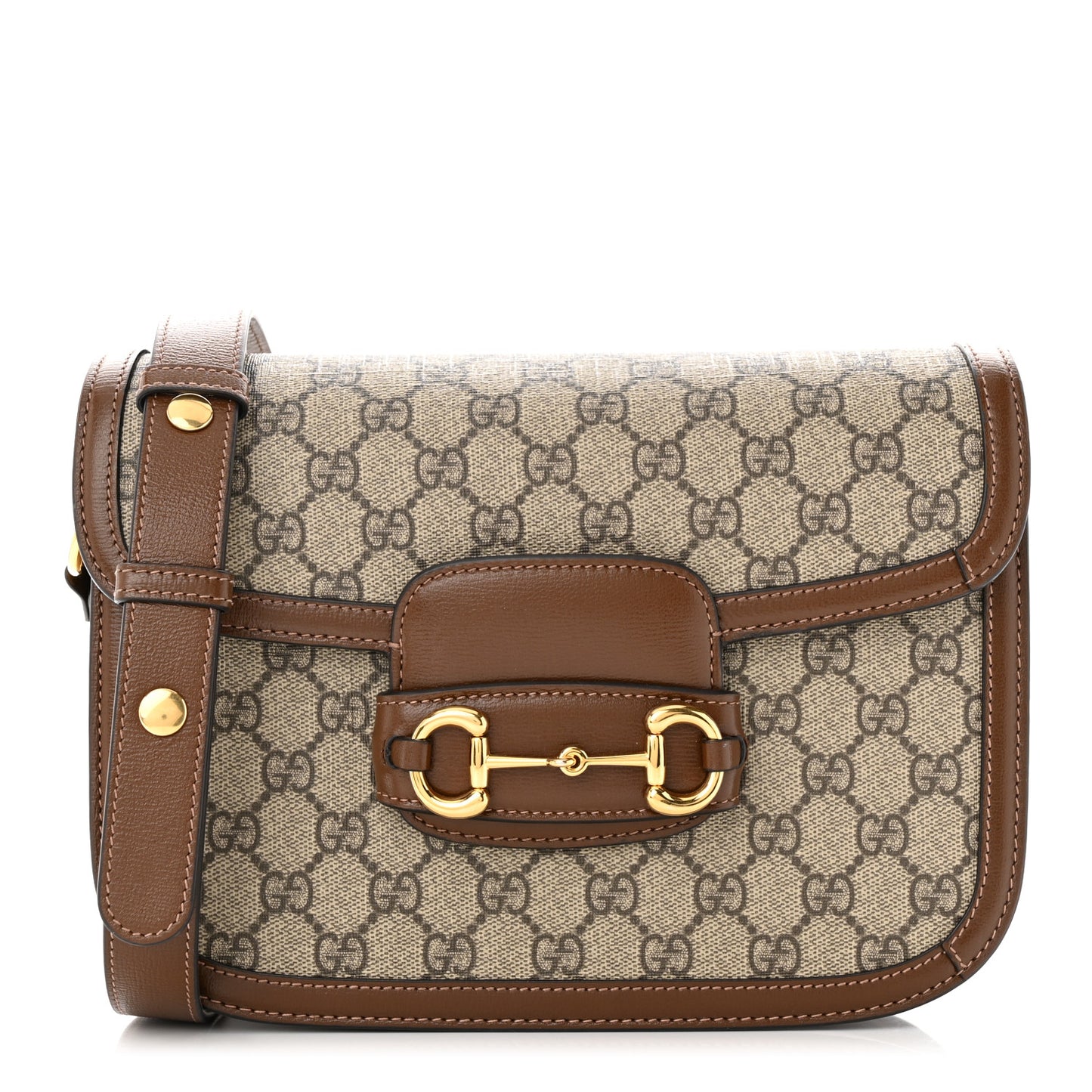 GG Supreme Monogram Horsebit 1955 Shoulder Bag Beige Brown Sugar