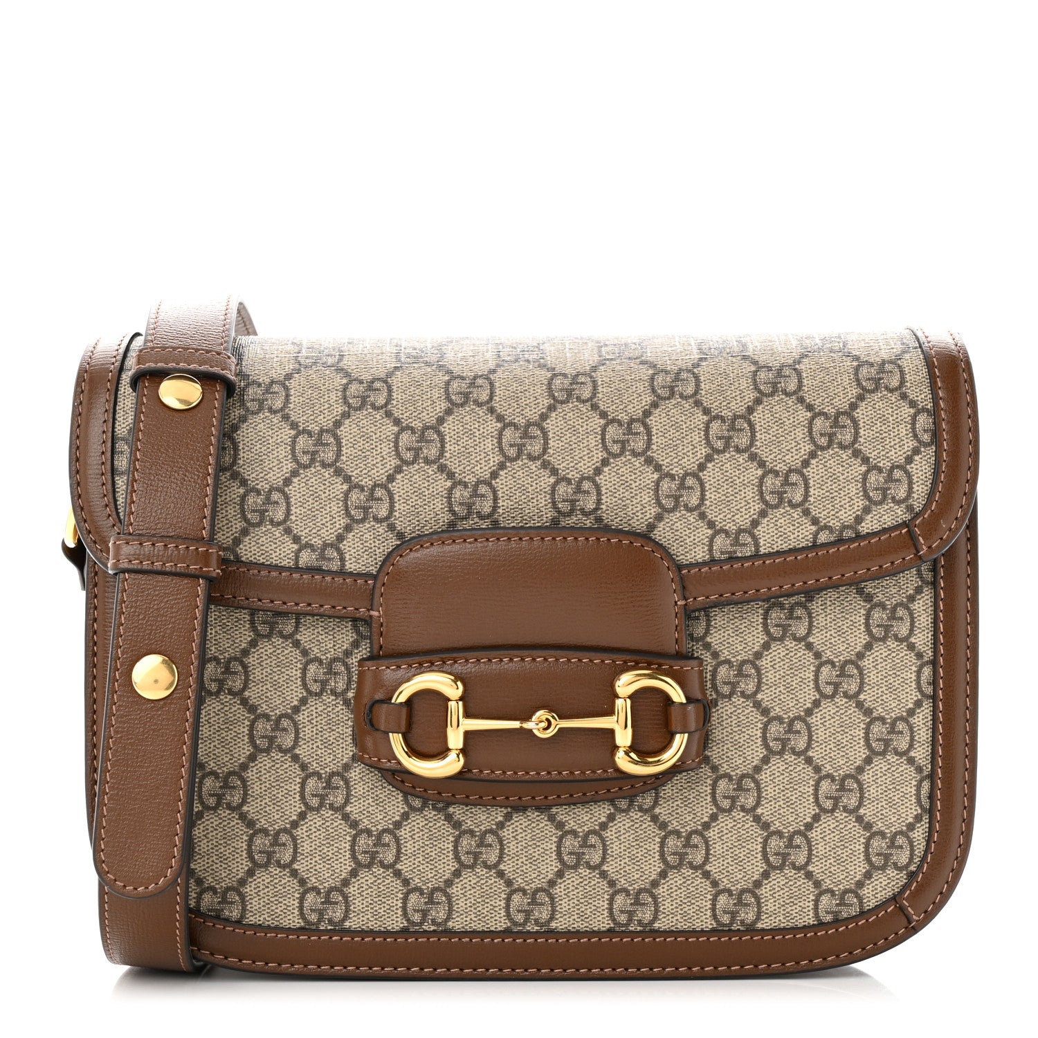 Gucci GG Supreme Monogram Horsebit 1955 Shoulder Bag Beige Brown Sugar 1 of 10