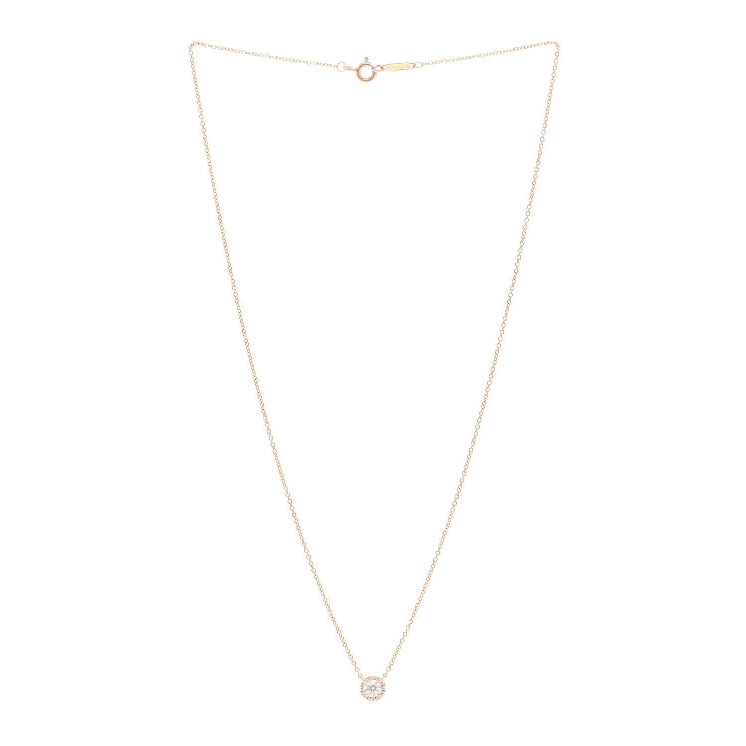 Tiffany 18K Rose Gold Diamond .25ctw Soleste Pendant Necklace 3 of 4