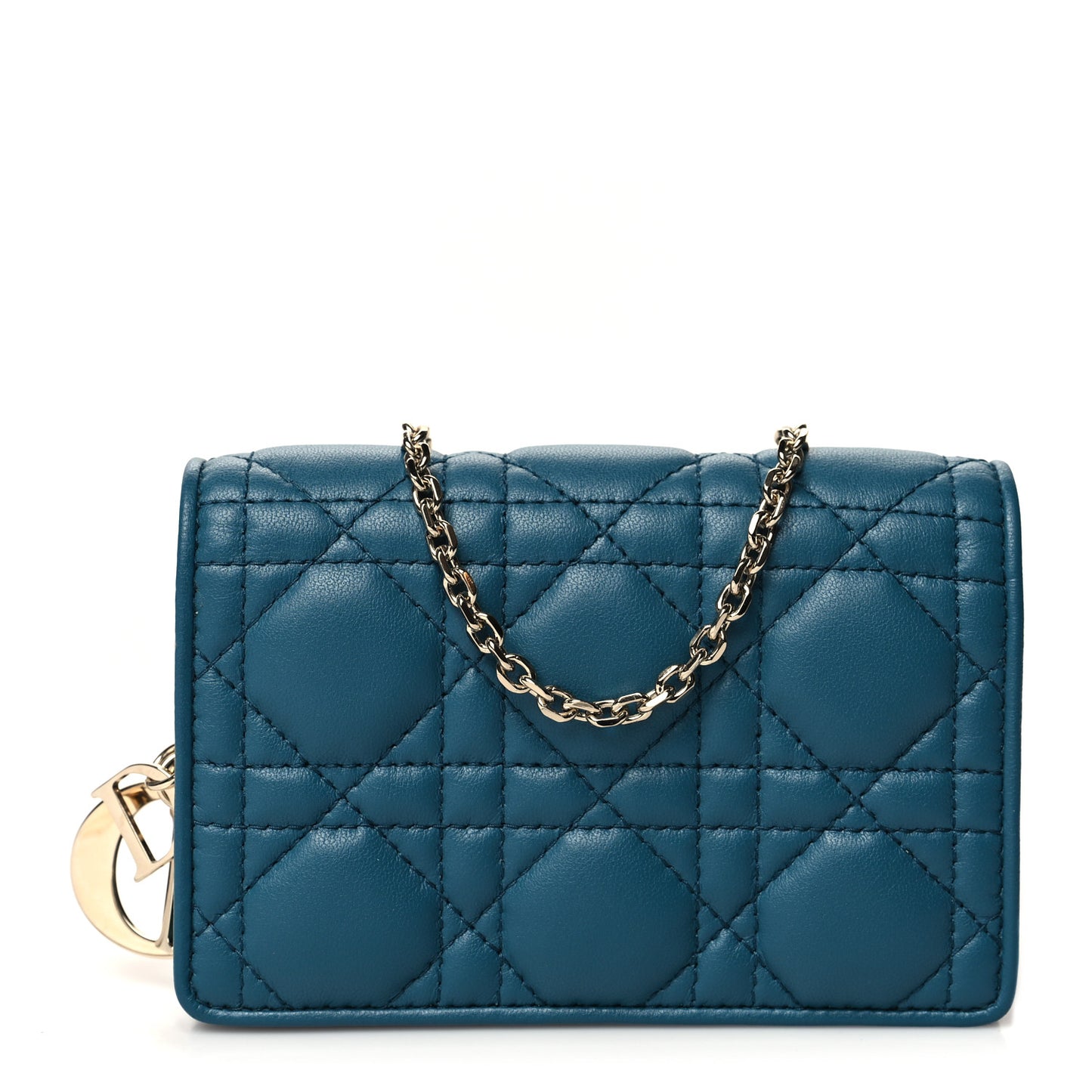 Lambskin Cannage Nano Lady Dior Pouch Deep Ocean