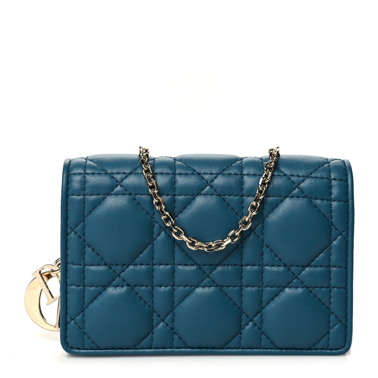 Christian Dior Lambskin Cannage Nano Lady Dior Pouch Deep Ocean 1 of 13