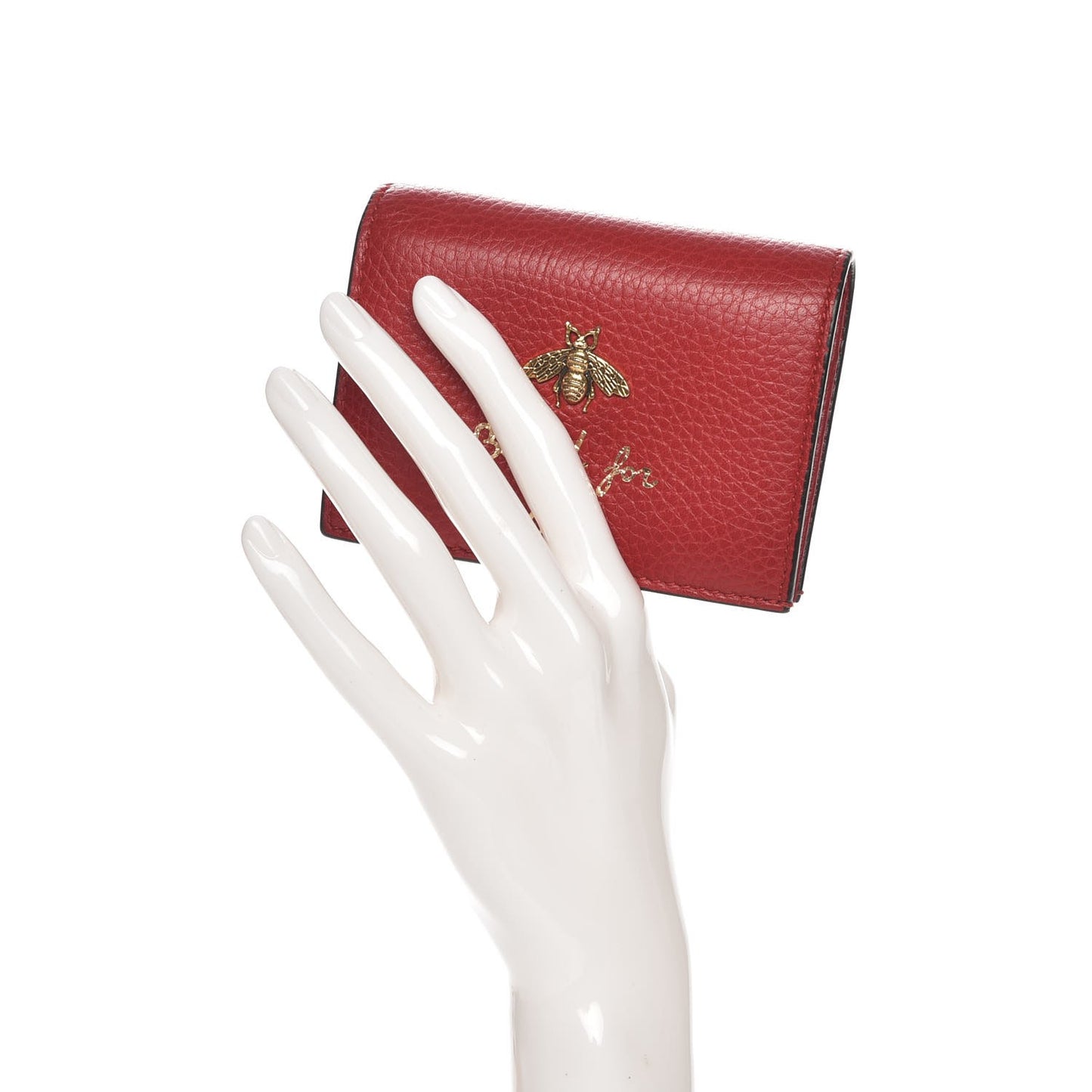 Pebbled Calfskin Animalier Card Case Red