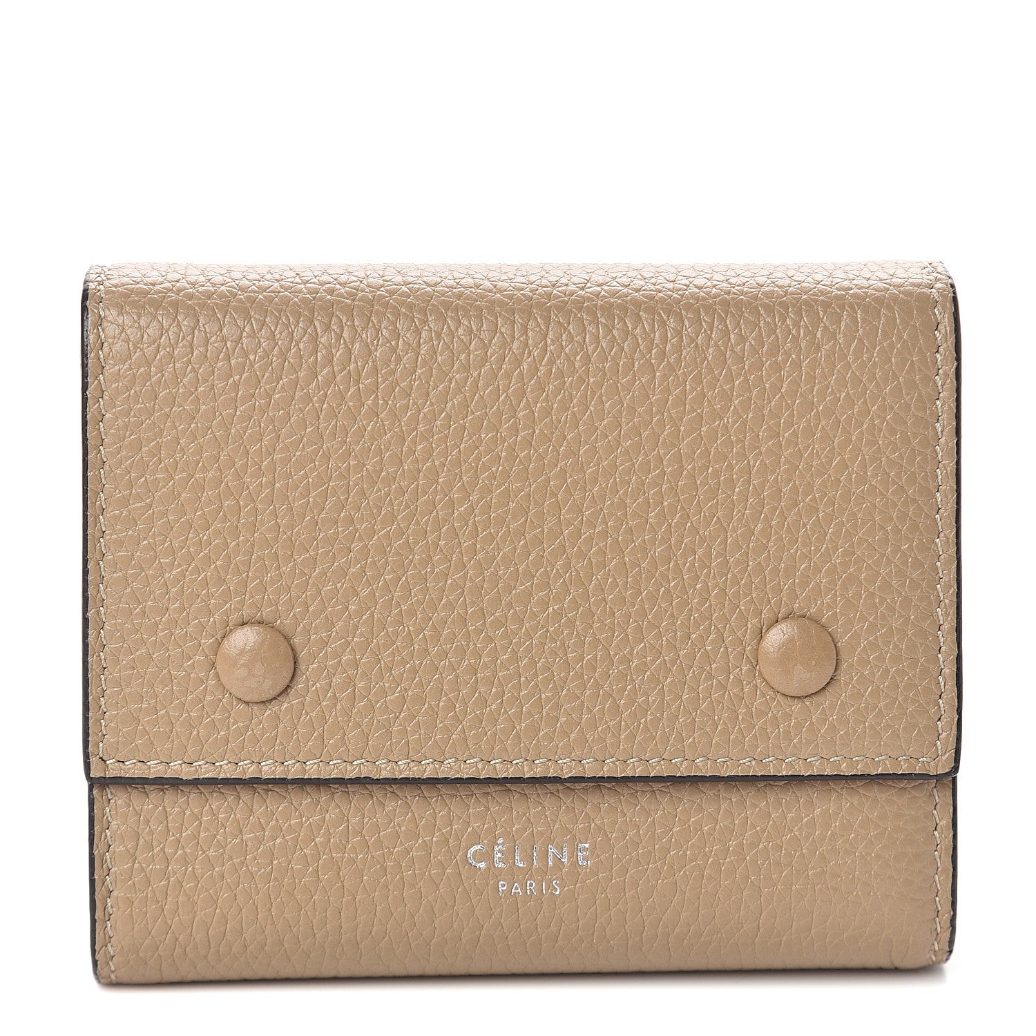Celine Drummed Calfskin Small Multifunction Folded Wallet Dune 1 of 6