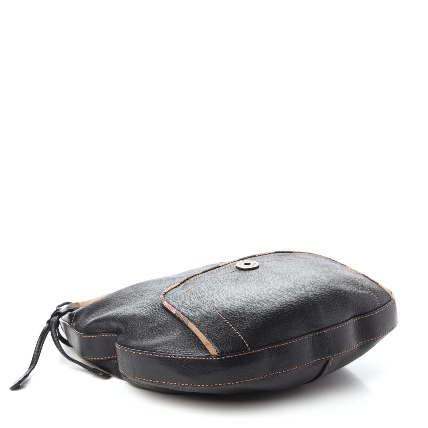 Burberry Calfskin Nova Check Trim Hobo Black 4 of 10