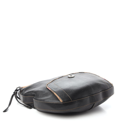Burberry Calfskin Nova Check Trim Hobo Black 4 of 10