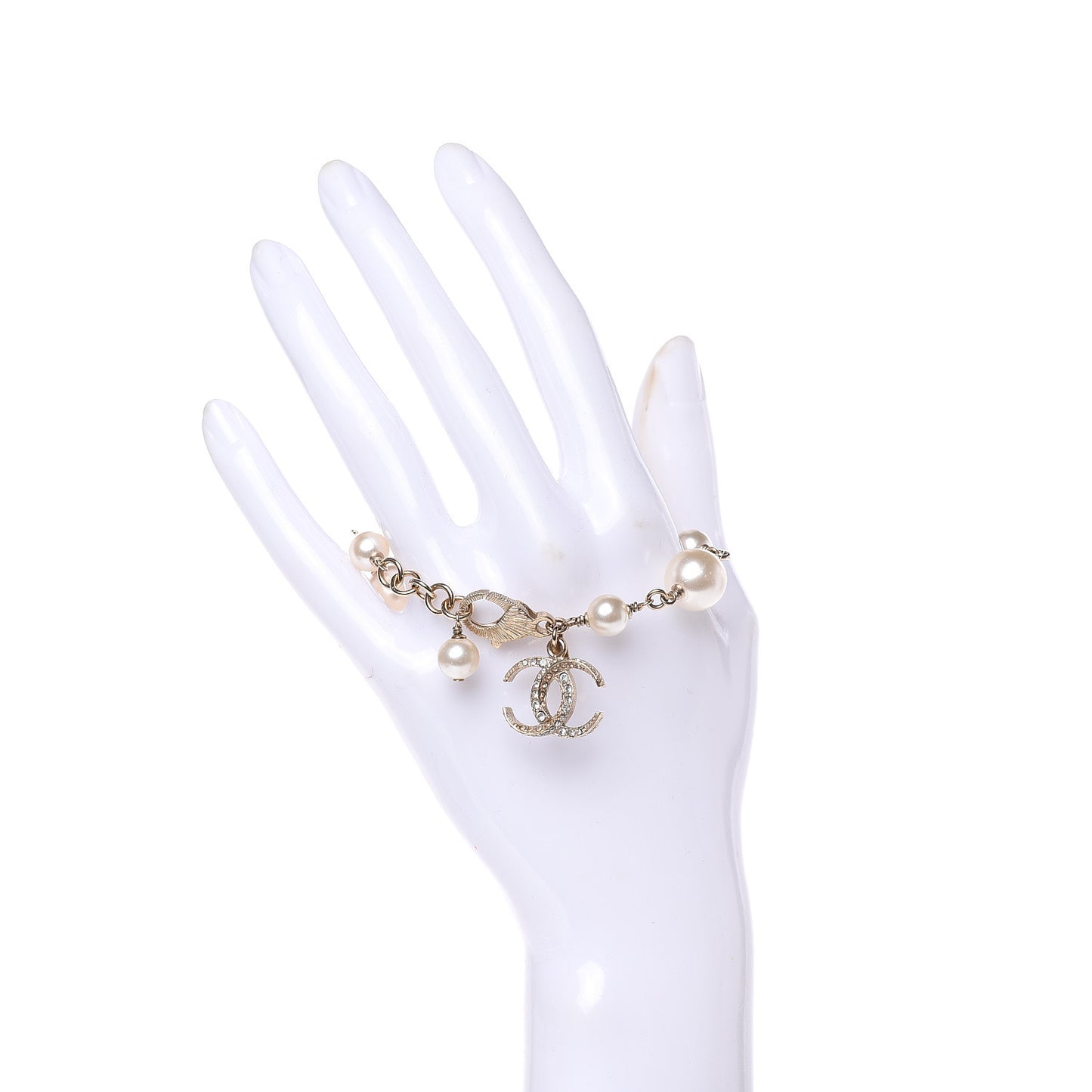Pearl Crystal CC Bracelet Gold
