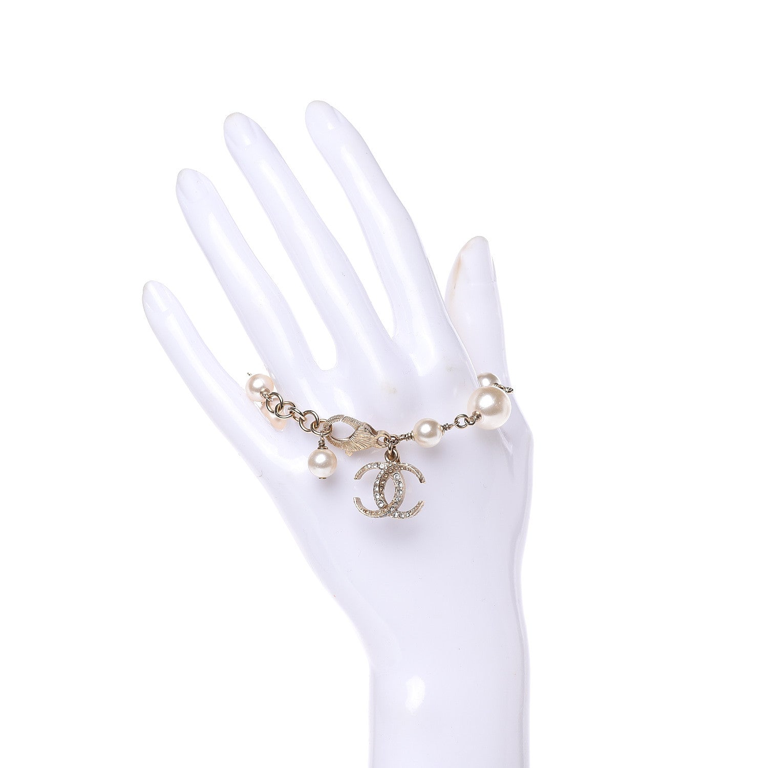 Chanel Pearl Crystal CC Bracelet Gold 2 of 4