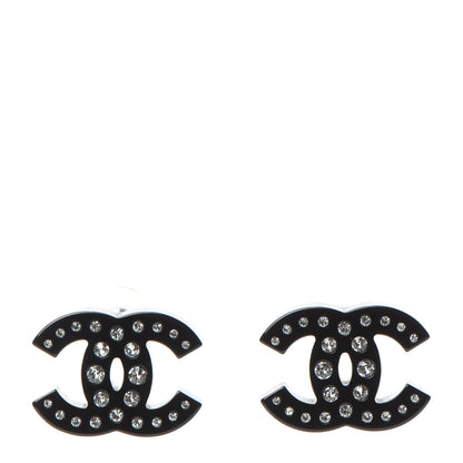Chanel Resin Crystal CC Earrings Black 1 of 5