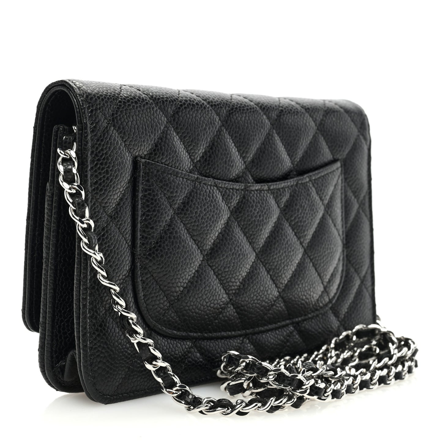 Caviar Quilted Wallet on Chain WOC Black