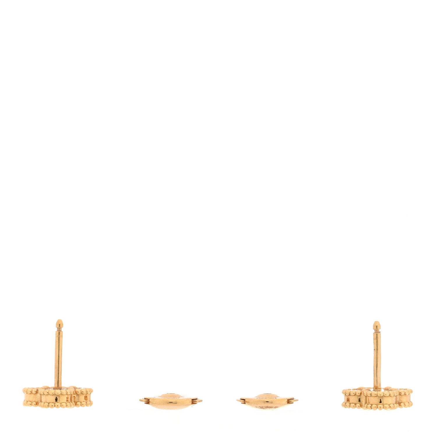 Van Cleef & Arpels 18K Yellow Gold Mother of Pearl Sweet Alhambra Earrings 3 of 4