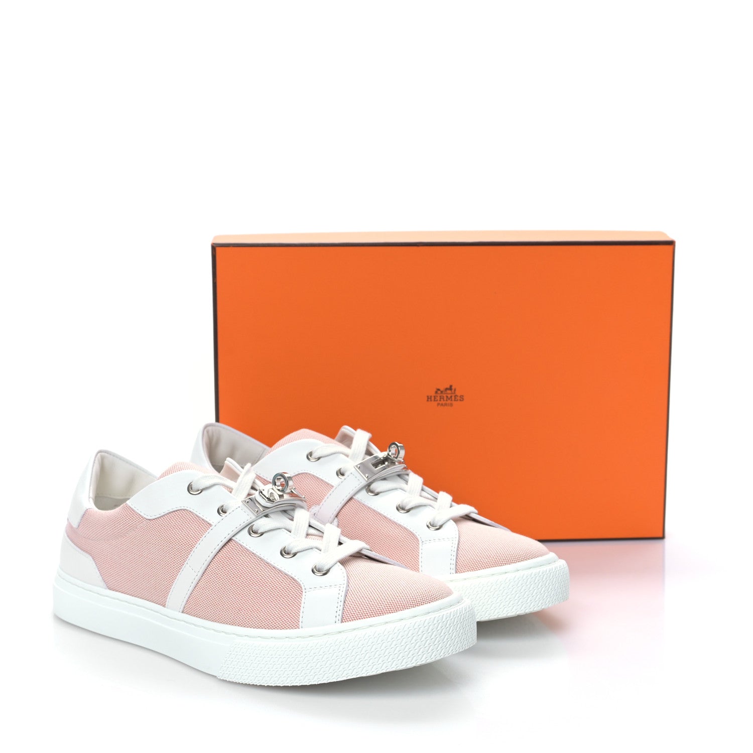 Hermes Calfskin Canvas Day Sneakers 40 Framboise White 2 of 8