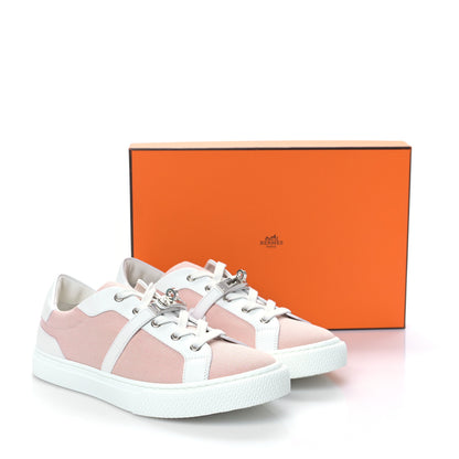 Hermes Calfskin Canvas Day Sneakers 40 Framboise White 2 of 8