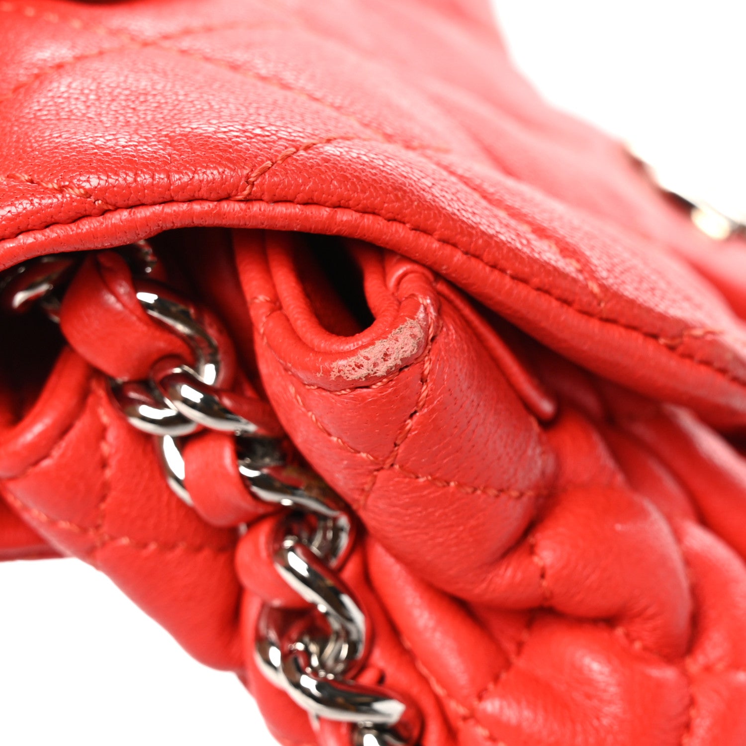 Chanel Washed Lambskin Quilted Mini Chain Around Messenger Red 12 of 12