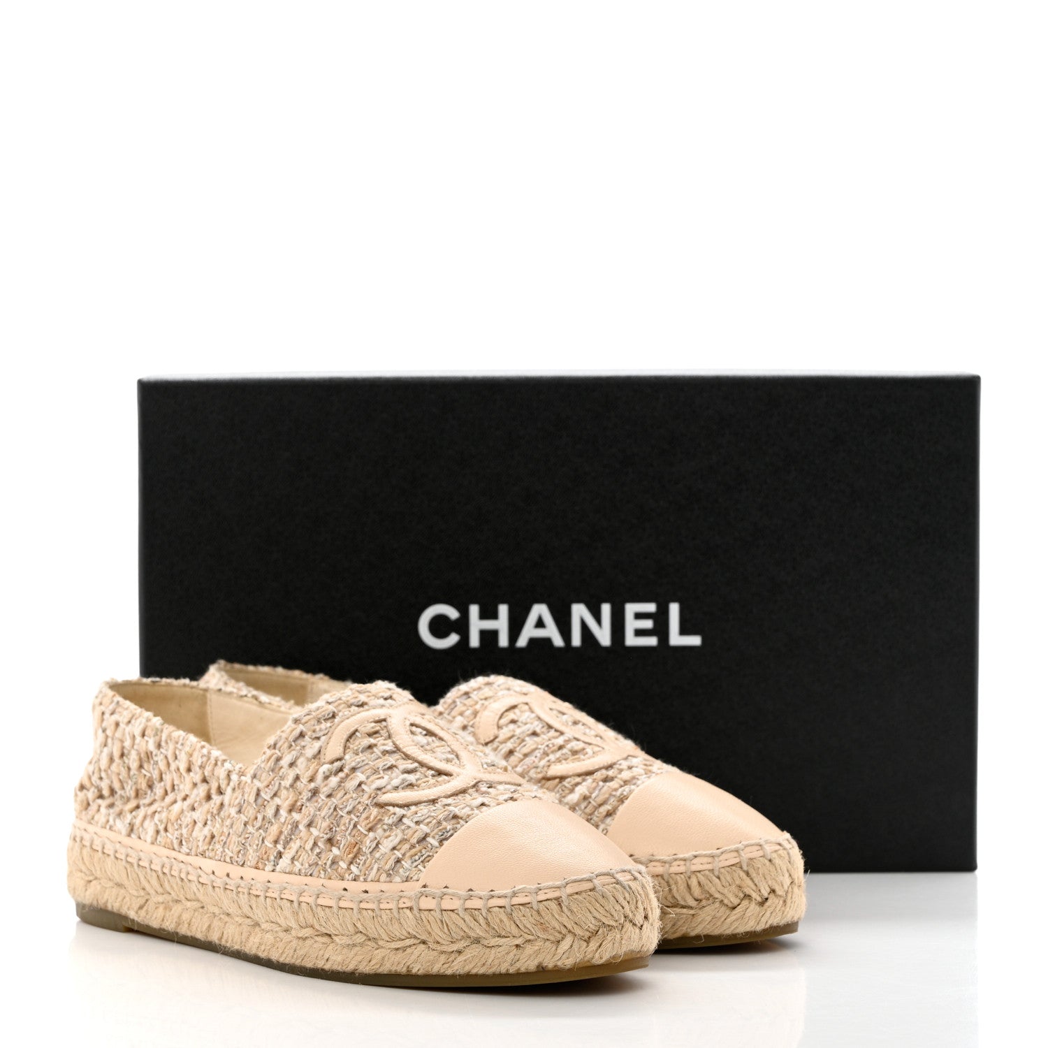 Chanel Tweed Lambskin CC Espadrilles 35 Beige 12 of 12