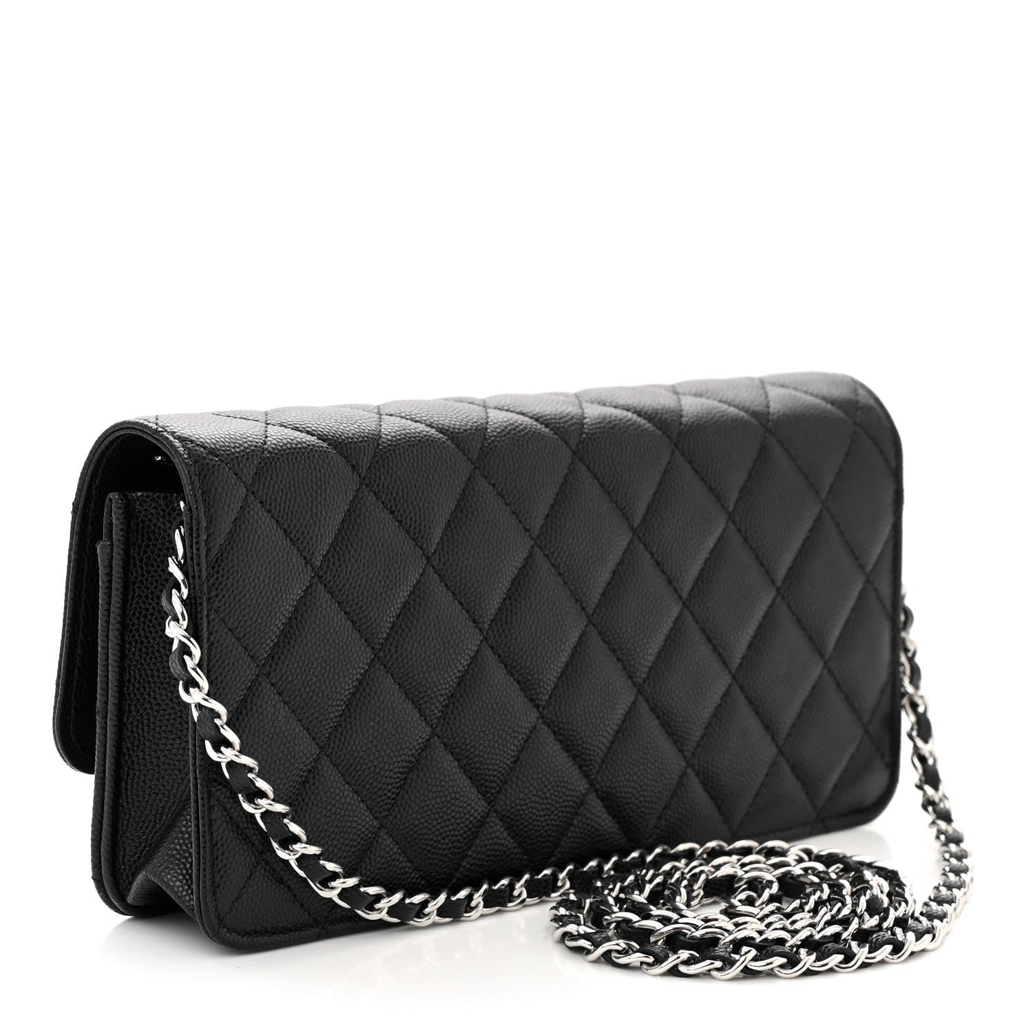 Chanel Caviar Quilted Coco Chanel Logo Clutch With Chain Flap Black 2 of 10