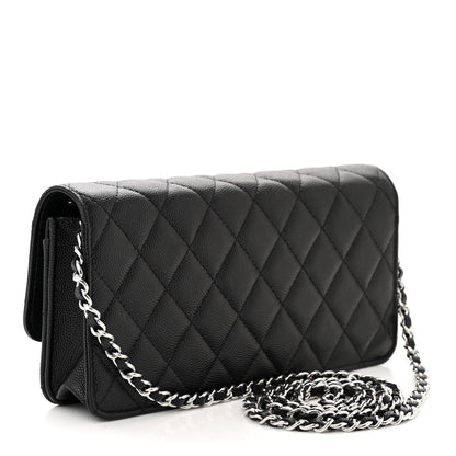 Chanel Caviar Quilted Coco Chanel Logo Clutch With Chain Flap Black 2 of 10