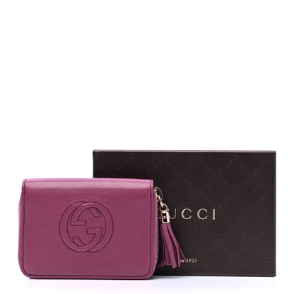 Gucci Pebbled Calfskin Soho Compact Disco Zip Around Wallet Peonia Flower 5 of 5