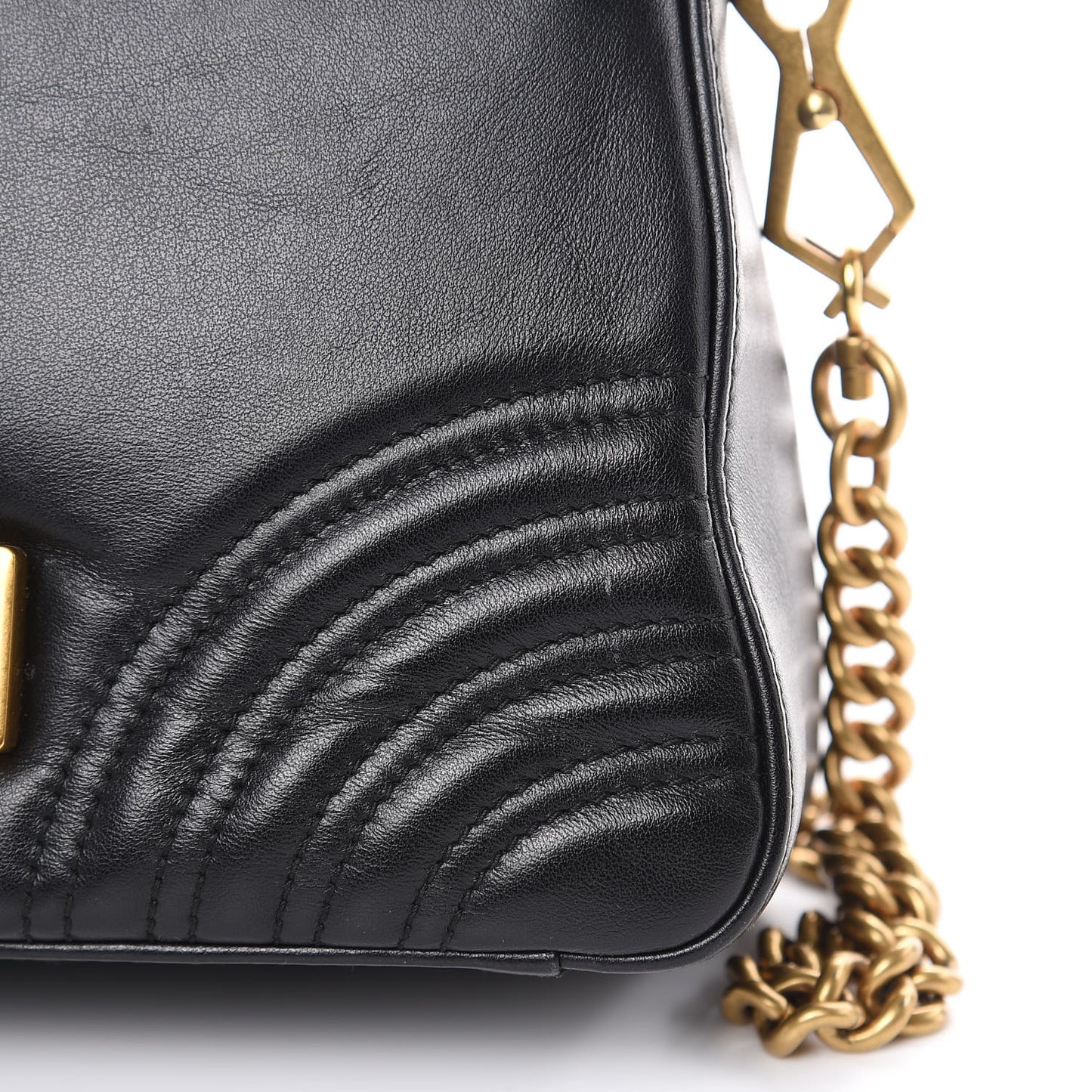 Calfskin Matelasse Mini GG Marmont Top Handle Shoulder Bag Black