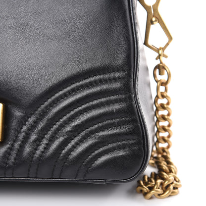 Gucci Calfskin Matelasse Mini GG Marmont Top Handle Shoulder Bag Black 11 of 16