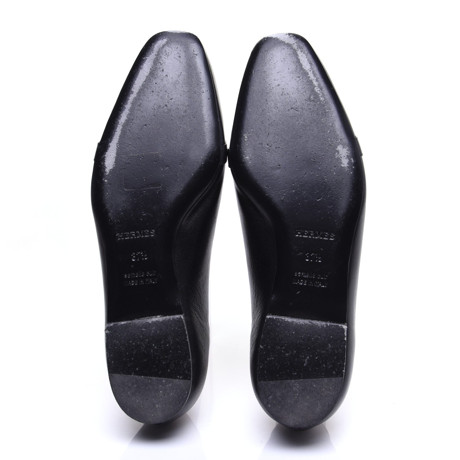 Hermes Goatskin Bilbao Ballerina Flats 37.5 Black 11 of 15